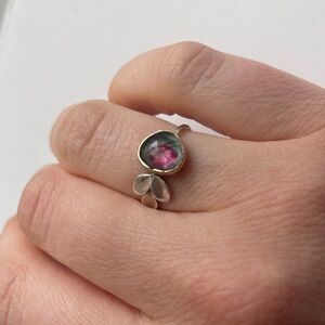 14k Gold & Sterling Silver Tourmaline Flower Ring